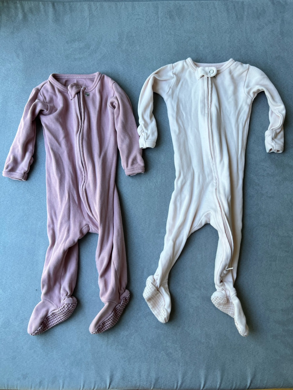 L'ovedbaby Pink and Cream Footed One-Piece - Set of 2 , 100% Organic Cotton